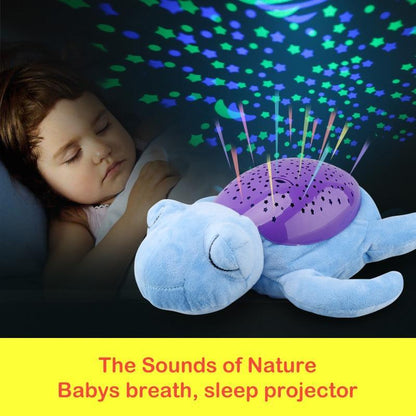 Baby-Schlaf-LED-Beleuchtung, Stofftier-LED-Nachtlampe, Plüschtiere mit Musik und Sternen-Projektorlicht