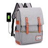 Image of Vintage Laptop Backpack College School Bag with USB Port