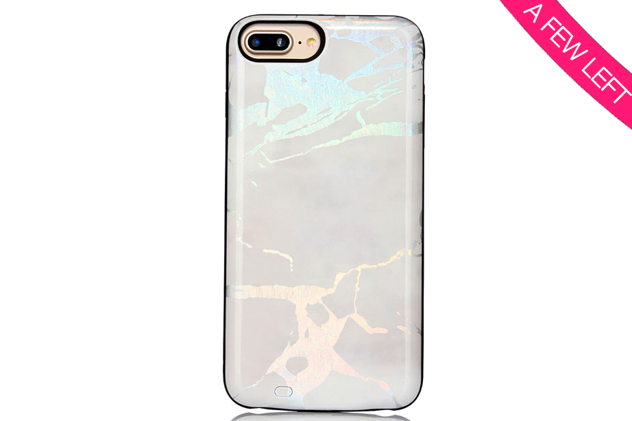 White Holo Marble Battery Power Phone Case