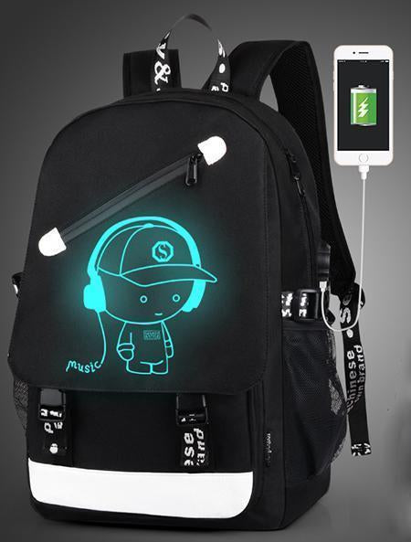 Boys School Charging Backpack Student Luminous Animation Usb Charge Ch ...