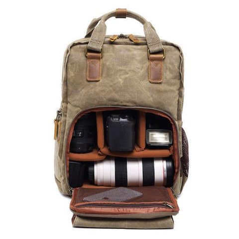 Waterproof Waxed Canvas Camera Backpack